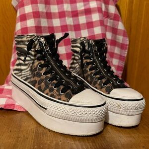ASH Platform Zip Tennis Shoes, Size 36
